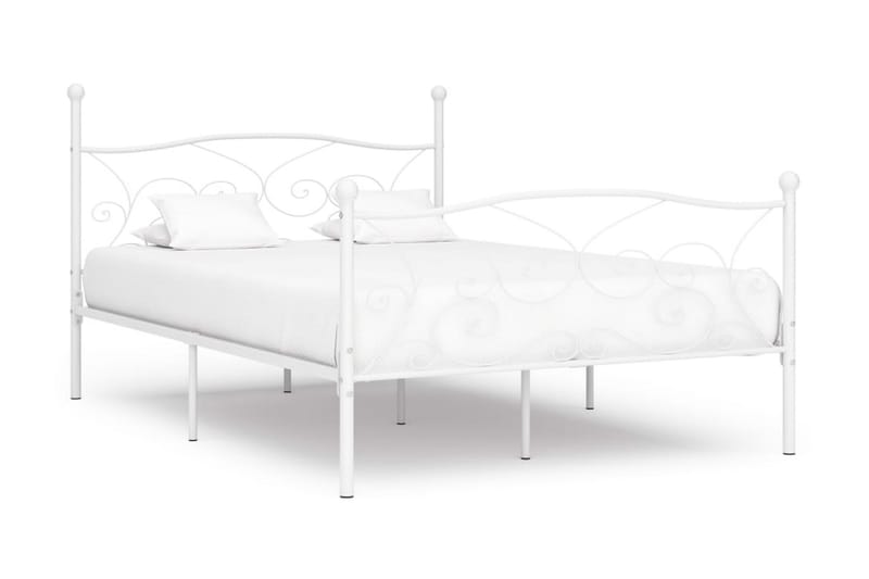Sängram med ribbotten vit metall 140x200 cm - Vit - Möbler - Sovrum - Sängram & sängstomme