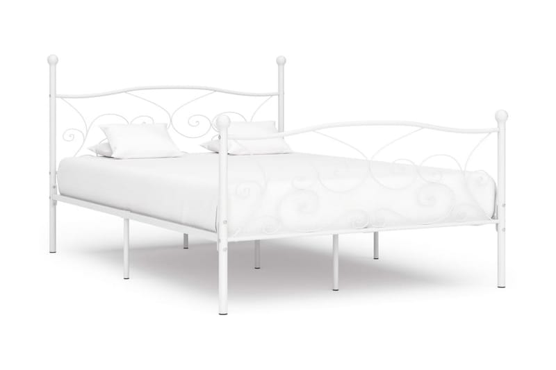 Sängram med ribbotten vit metall 160x200 cm - Vit - Möbler - Sovrum - Sängram & sängstomme