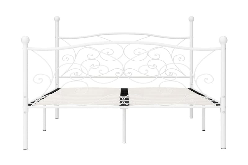 Sängram med ribbotten vit metall 160x200 cm - Vit - Sängram & sängstomme