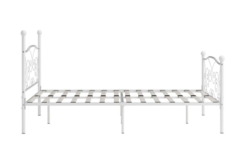 Sängram med ribbotten vit metall 160x200 cm - Vit - Sängram & sängstomme