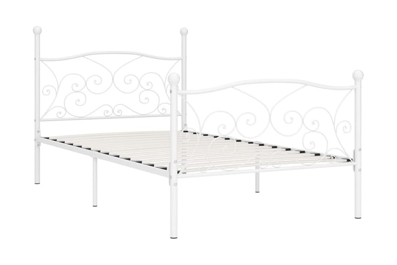 Sängram med ribbotten vit metall 90x200 cm - Vit - Möbler - Sovrum - Sängram & sängstomme