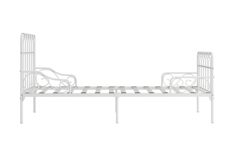Sängram med ribbotten vit metall 90x200 cm - Vit - Sängram & sängstomme