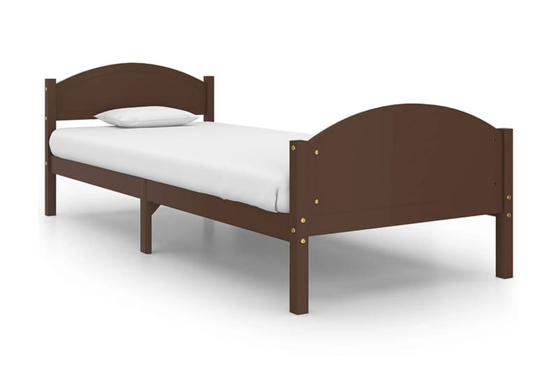 Sängram mörkbrun massiv furu 100x200 cm - Mörkbrun - Möbler - Sovrum - Sängram & sängstomme