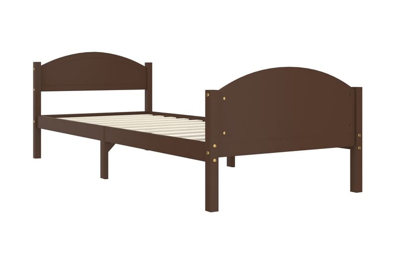 Sängram mörkbrun massiv furu 100x200 cm - Mörkbrun - Möbler - Sovrum - Sängram & sängstomme