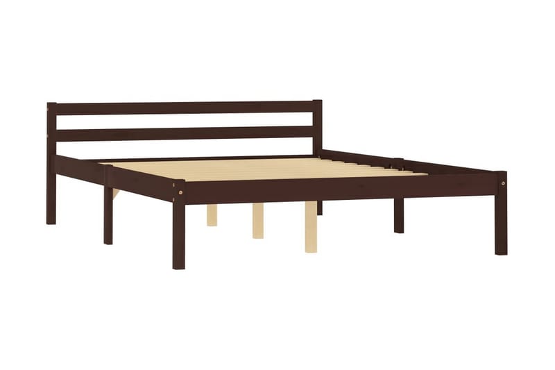 Sängram mörkbrun massiv furu 140x200 cm - Brun - Möbler - Sovrum - Sängram & sängstomme