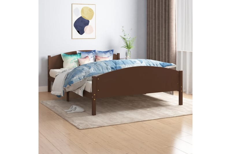 Sängram mörkbrun massiv furu 140x200 cm - Mörkbrun - Möbler - Sovrum - Sängram & sängstomme