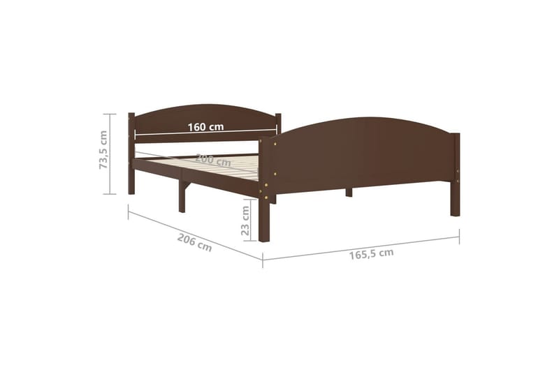 Sängram mörkbrun massiv furu 160x200 cm - Mörkbrun - Möbler - Sovrum - Sängram & sängstomme