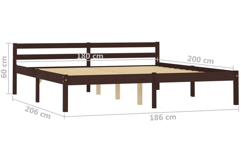 Sängram mörkbrun massiv furu 180x200 cm - Brun - Möbler - Sovrum - Sängram & sängstomme