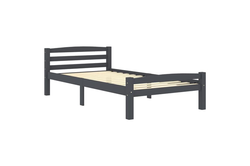 Sängram mörkgrå massiv furu 100x200 cm - Grå - Möbler - Sovrum - Sängram & sängstomme