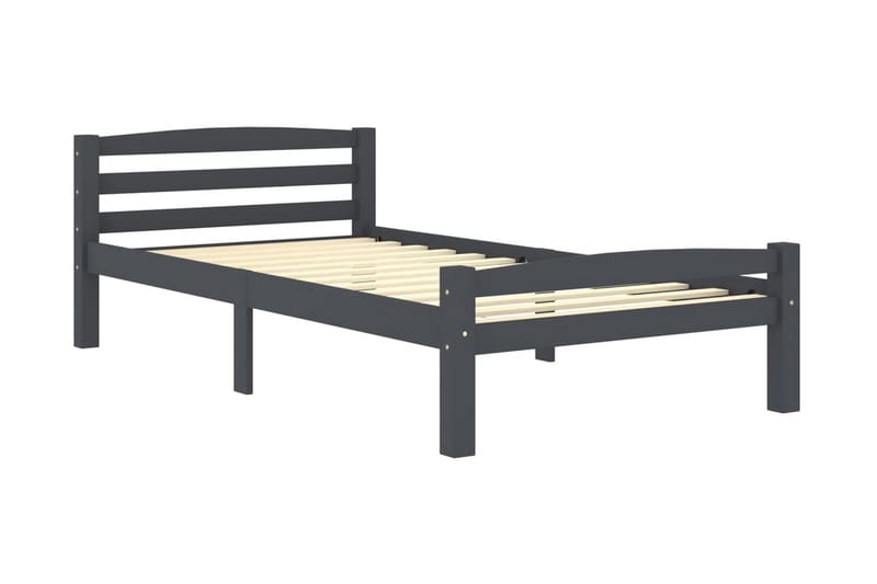 Sängram mörkgrå massiv furu 100x200 cm - Grå - Möbler - Sovrum - Sängram & sängstomme