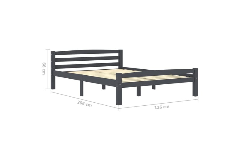 Sängram mörkgrå massiv furu 120x200 cm - Grå - Möbler - Sovrum - Sängram & sängstomme