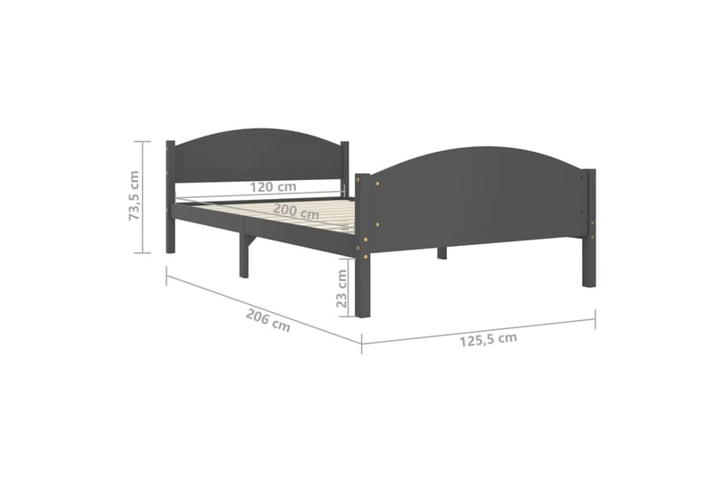Sängram mörkgrå massiv furu 120x200 cm - Mörkgrå - Möbler - Sovrum - Sängram & sängstomme
