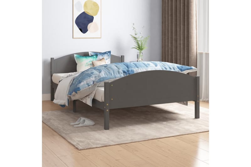 Sängram mörkgrå massiv furu 120x200 cm - Mörkgrå - Möbler - Sovrum - Sängram & sängstomme