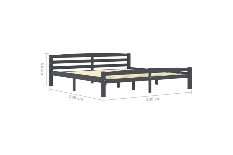 Sängram mörkgrå massiv furu 200x200 cm - Grå - Möbler - Sovrum - Sängram & sängstomme
