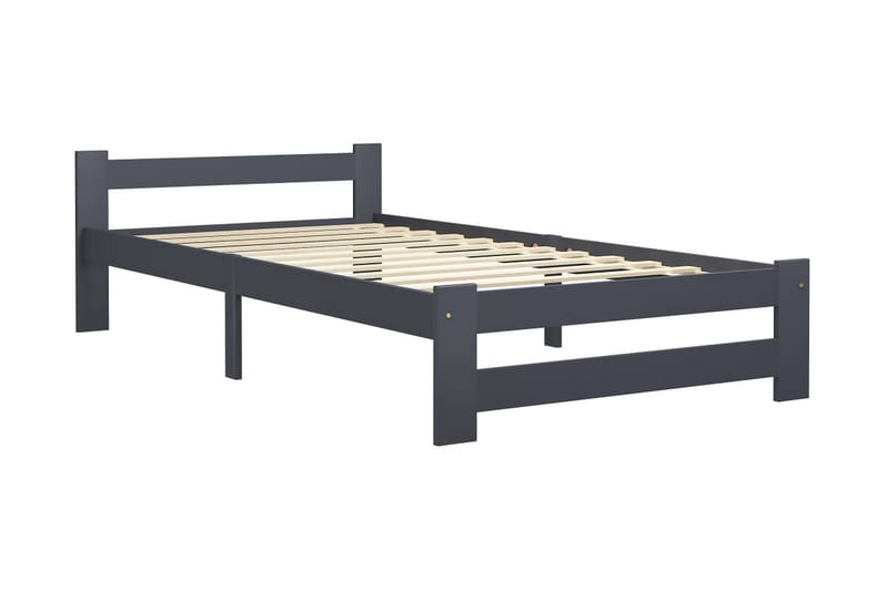 Sängram mörkgrå massiv furu 90x200 cm - Grå - Möbler - Sovrum - Sängram & sängstomme