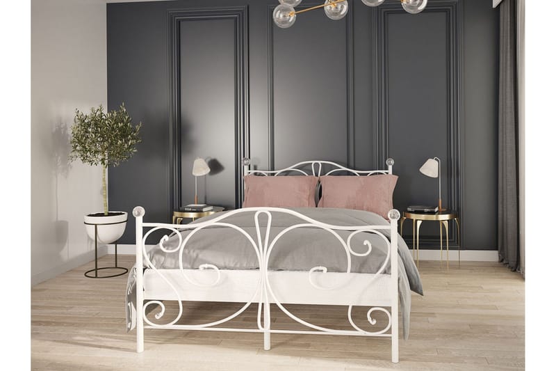 Sängram ROLEMI 140x200 - Vit - Möbler - Sovrum - Sängram & sängstomme