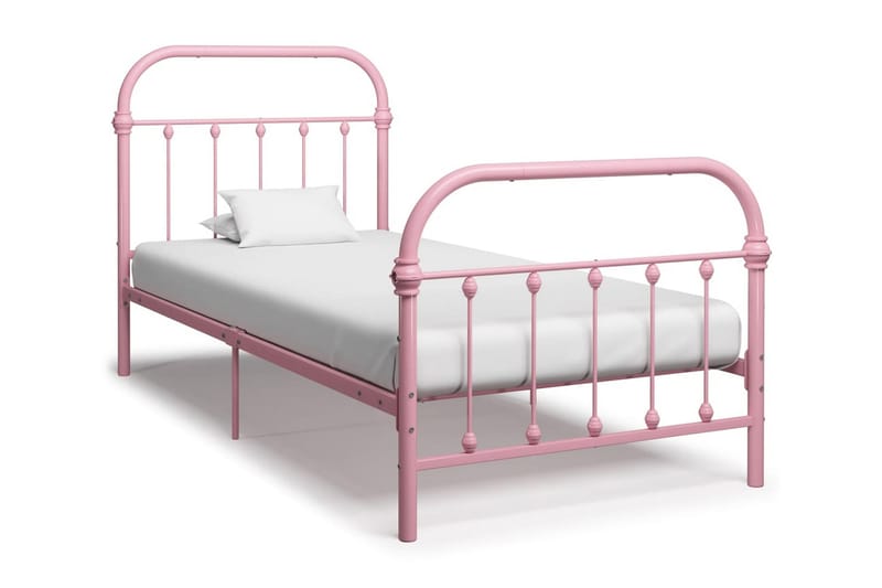 Sängram rosa metall 100x200 cm - Rosa - Möbler - Sovrum - Sängram & sängstomme