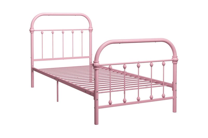 Sängram rosa metall 100x200 cm - Rosa - Möbler - Sovrum - Sängram & sängstomme
