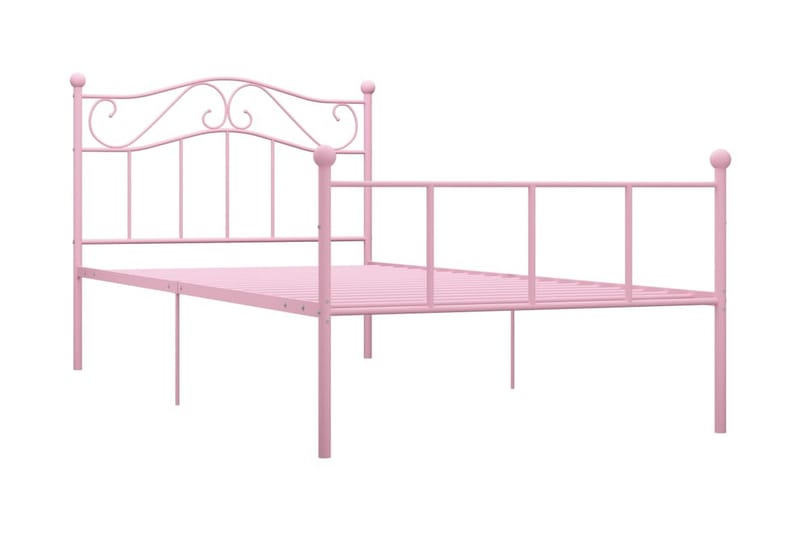 Sängram rosa metall 100x200 cm - Rosa - Möbler - Sovrum - Sängram & sängstomme