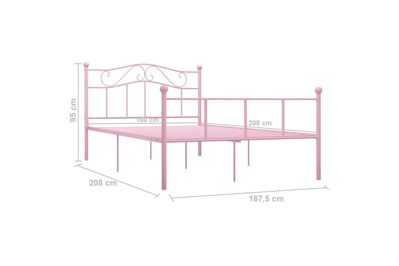 Sängram rosa metall 160x200 cm - Rosa - Möbler - Sovrum - Sängram & sängstomme