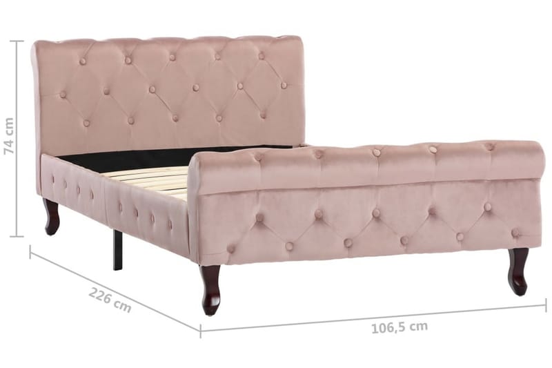 Sängram rosa sammet 100x200 cm - Rosa - Möbler - Sovrum - Sängram & sängstomme