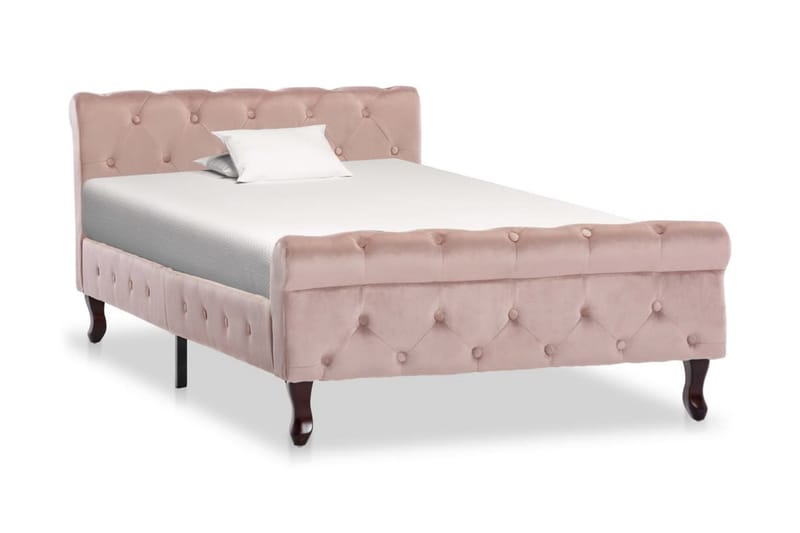 Sängram rosa sammet 100x200 cm - Rosa - Möbler - Sovrum - Sängram & sängstomme