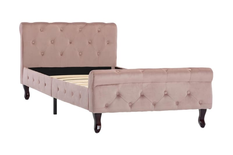 Sängram rosa sammet 90x200 cm - Rosa - Möbler - Sovrum - Sängram & sängstomme