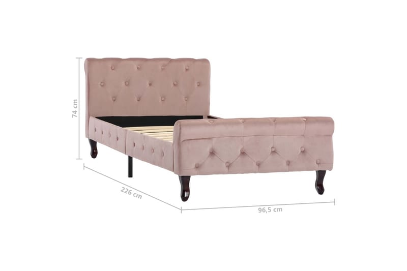 Sängram rosa sammet 90x200 cm - Rosa - Möbler - Sovrum - Sängram & sängstomme