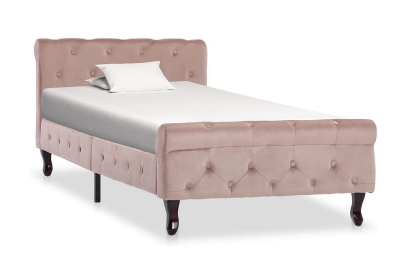 Sängram rosa sammet 90x200 cm - Rosa - Möbler - Sovrum - Sängram & sängstomme