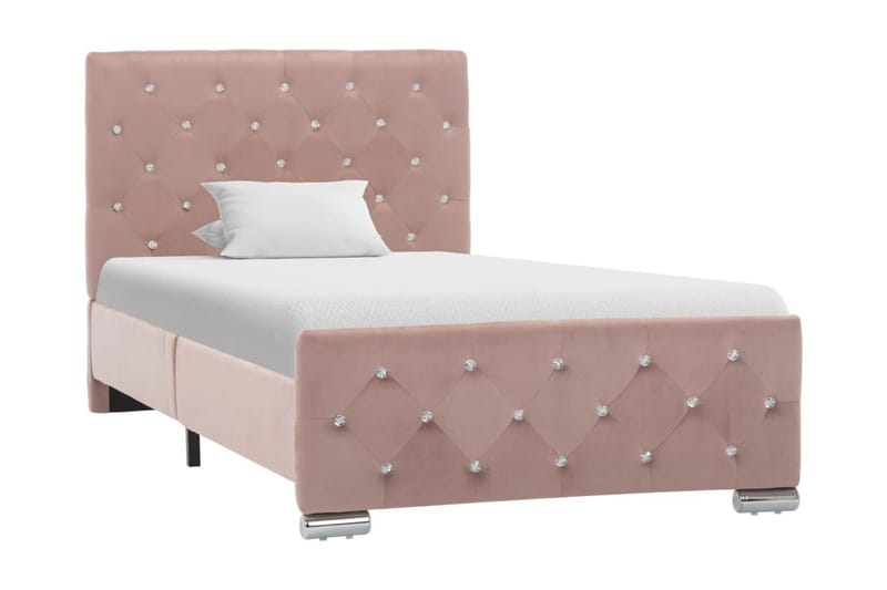 Sängram rosa tyg 90x200 cm - Rosa - Möbler - Sovrum - Sängram & sängstomme