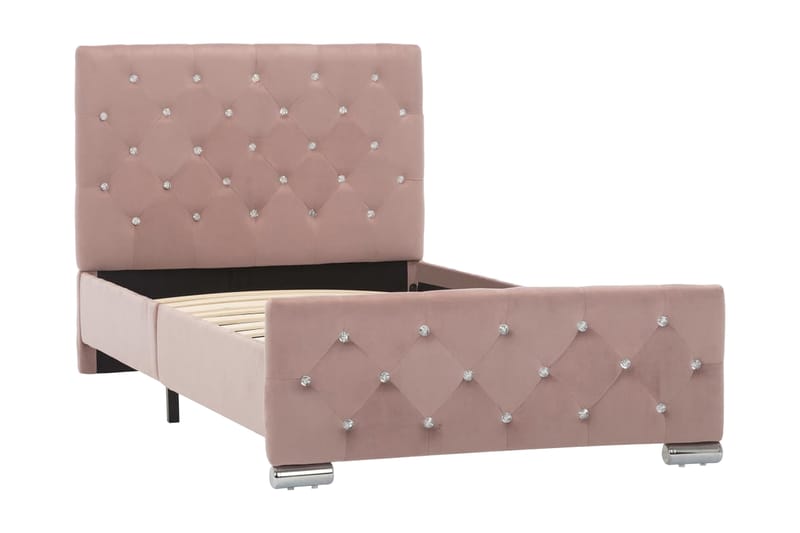 Sängram rosa tyg 90x200 cm - Rosa - Möbler - Sovrum - Sängram & sängstomme