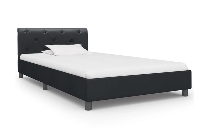 Sängram svart konstläder 100x200 cm - Svart - Möbler - Sovrum - Sängram & sängstomme