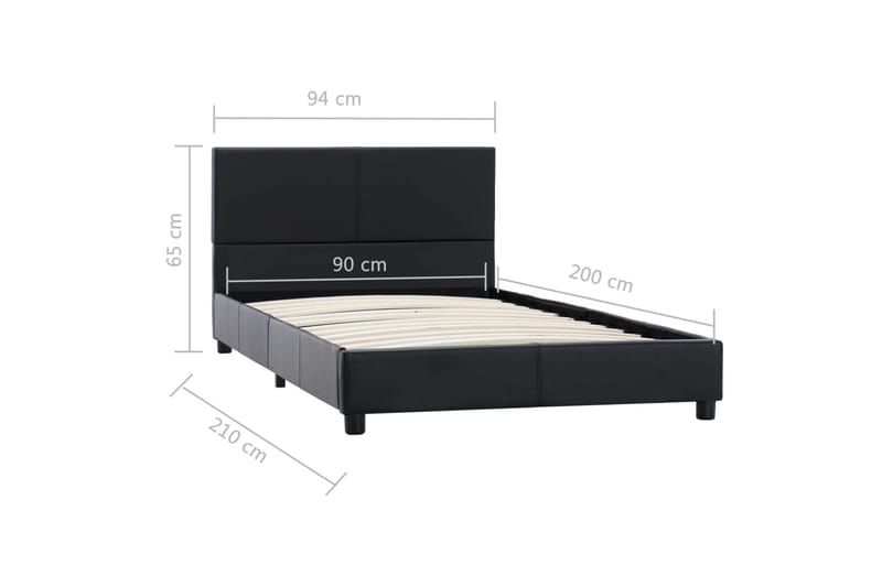 Sängram svart konstläder 90x200 cm - Svart - Möbler - Sovrum - Sängram & sängstomme