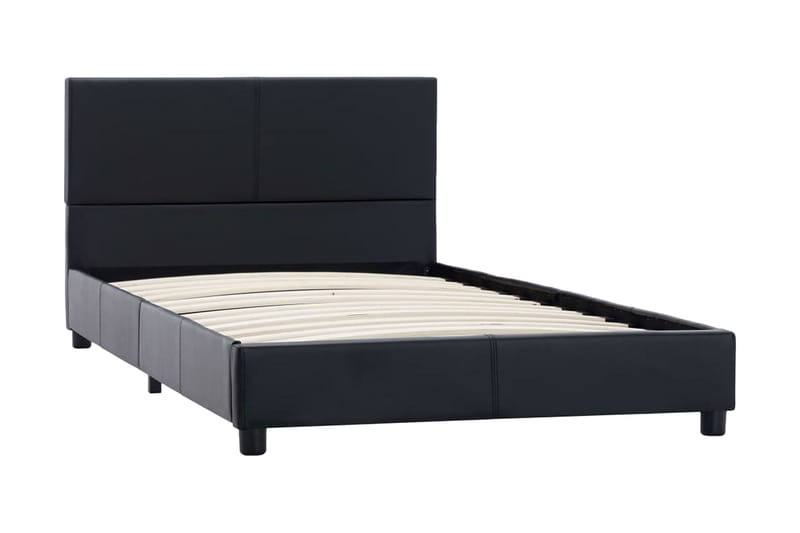 Sängram svart konstläder 90x200 cm - Svart - Möbler - Sovrum - Sängram & sängstomme