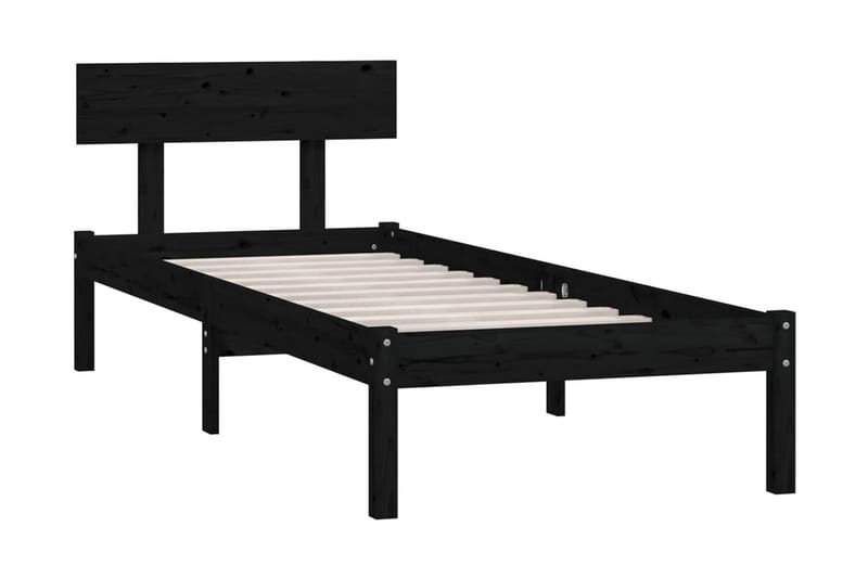 Sängram svart massiv furu 100x200 cm - Svart - Möbler - Sovrum - Sängram & sängstomme