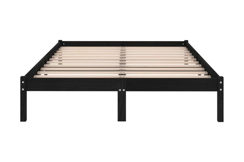 Sängram svart massiv furu 135x190 cm - Svart - Möbler - Sovrum - Sängram & sängstomme