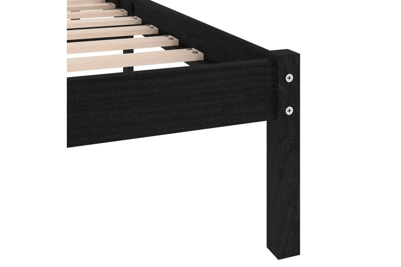 Sängram svart massiv furu 135x190 cm - Svart - Möbler - Sovrum - Sängram & sängstomme