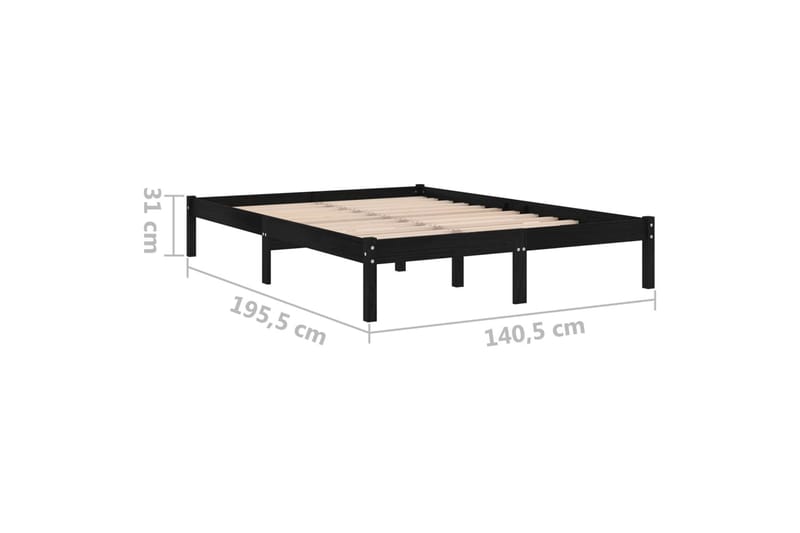 Sängram svart massiv furu 135x190 cm - Svart - Möbler - Sovrum - Sängram & sängstomme