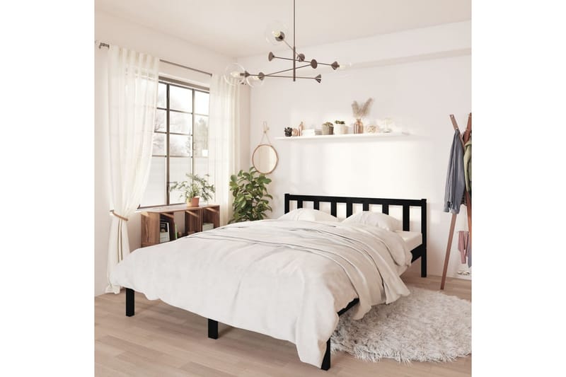 Sängram svart massiv furu 140x190 cm - Svart - Möbler - Sovrum - Sängram & sängstomme