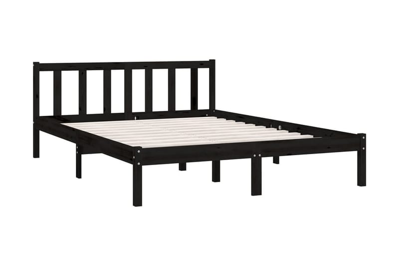 Sängram svart massiv furu 140x190 cm - Svart - Möbler - Sovrum - Sängram & sängstomme