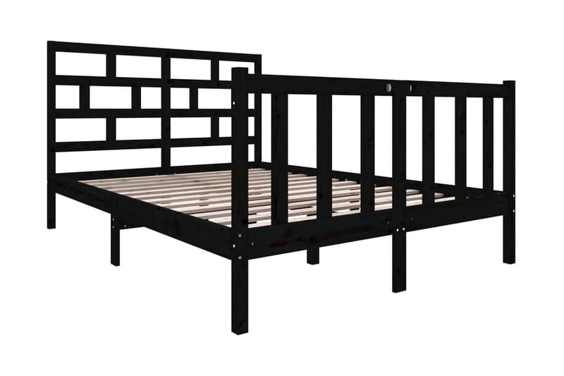 Sängram svart massiv furu 140x190 cm - Svart - Möbler - Sovrum - Sängram & sängstomme