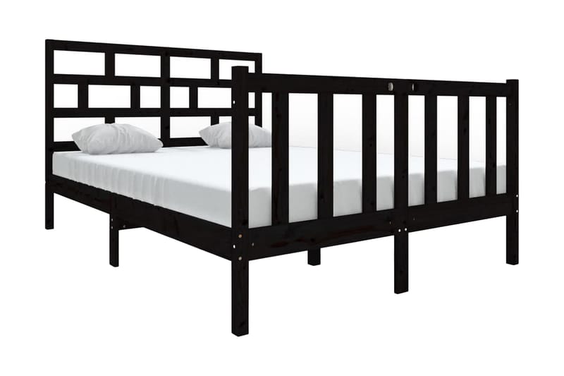 Sängram svart massiv furu 140x190 cm - Svart - Möbler - Sovrum - Sängram & sängstomme