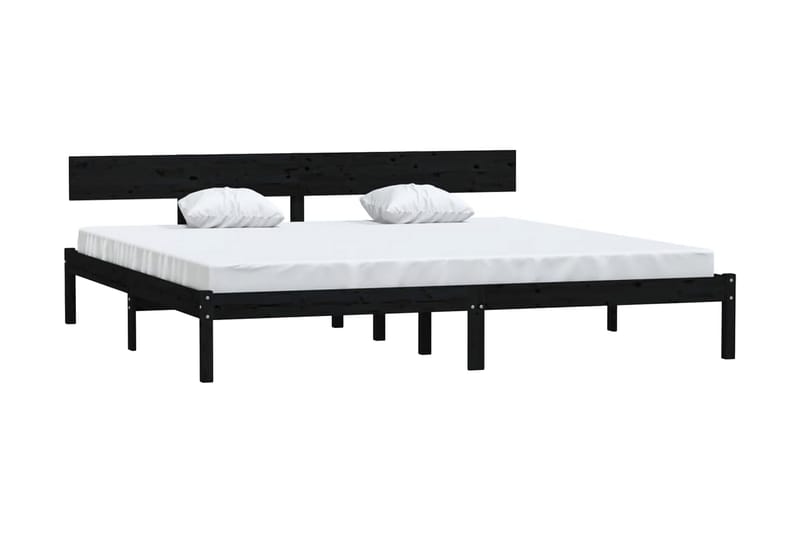 Sängram svart massiv furu 180x200 cm - Svart - Möbler - Sovrum - Sängram & sängstomme