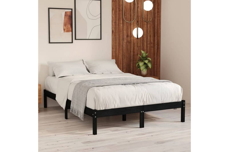 Sängram svart massiv furu 200x200 cm - Svart - Möbler - Sovrum - Sängram & sängstomme