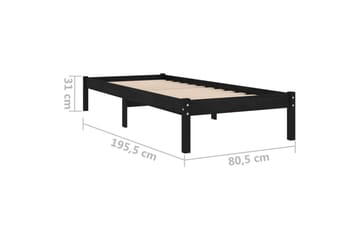 Sängram svart massiv furu 75x190 cm - Svart - Möbler - Sovrum - Sängram & sängstomme