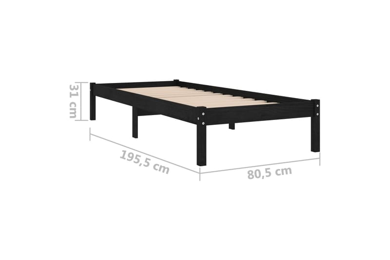 Sängram svart massiv furu 75x190 cm - Svart - Möbler - Sovrum - Sängram & s�ängstomme