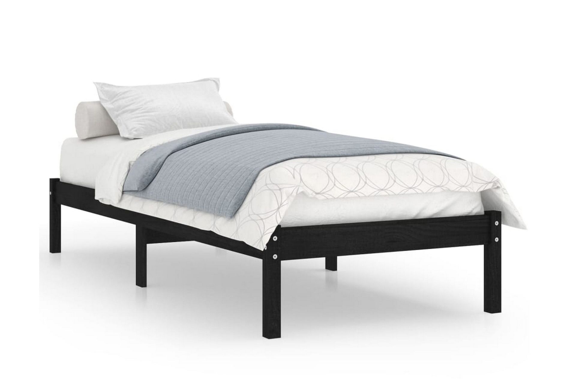 Sängram svart massiv furu 75x190 cm - Svart - Möbler - Sovrum - Sängram & sängstomme