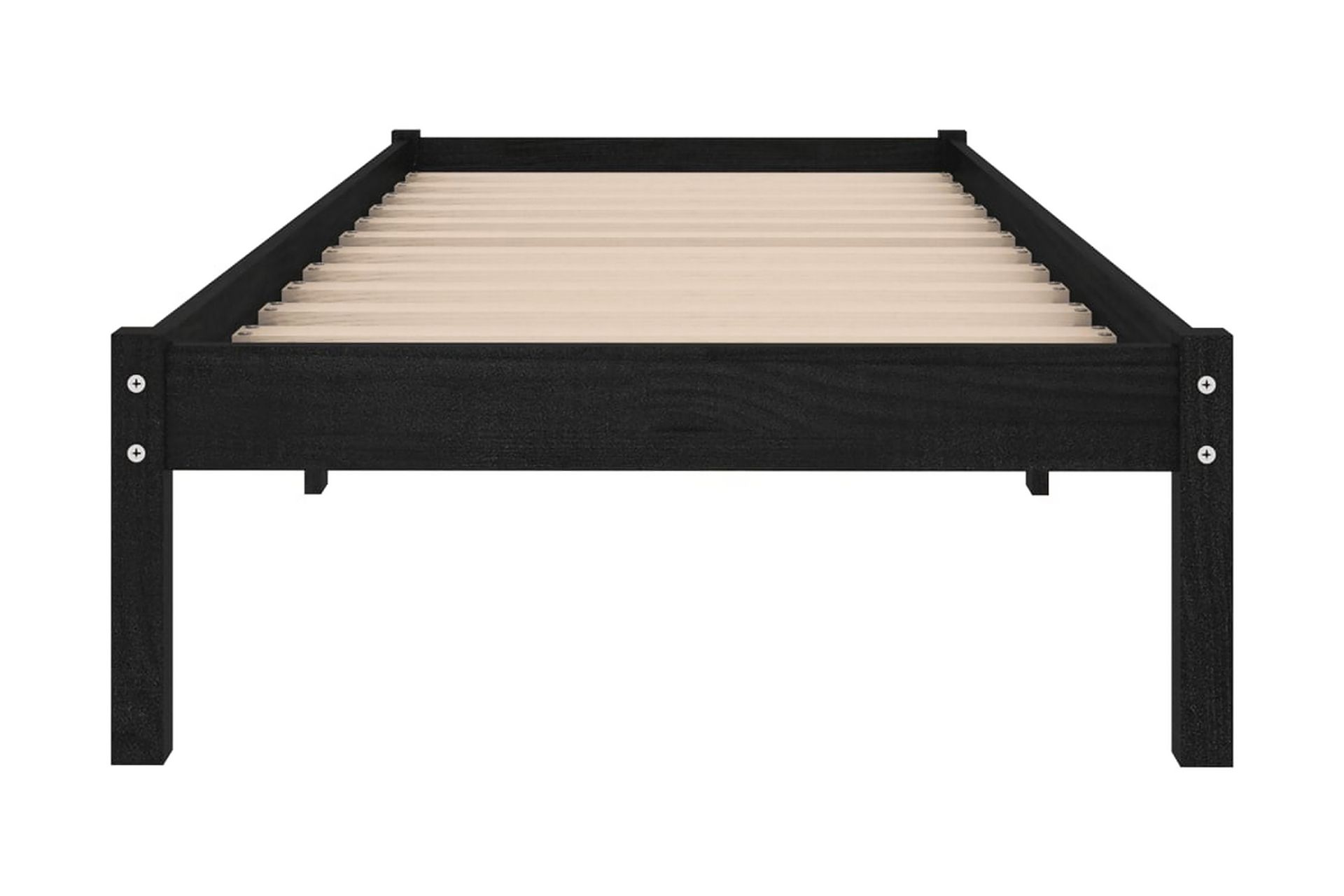Sängram svart massiv furu 75x190 cm - Svart - Möbler - Sovrum - Sängram & sängstomme