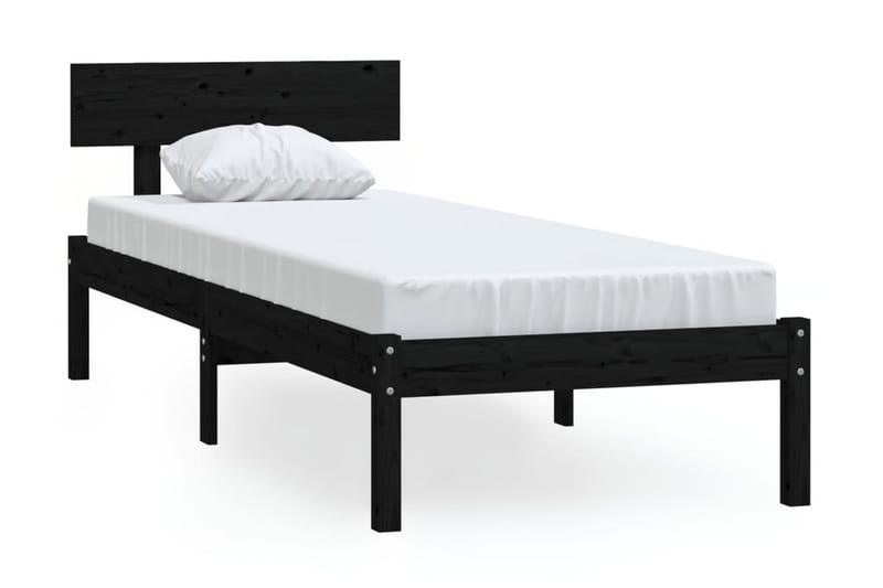 Sängram svart massiv furu 90x200 cm - Svart - Möbler - Sovrum - Sängram & sängstomme
