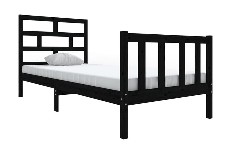 Sängram svart massivt furu 100x200 cm enkelsäng - Svart - Möbler - Sovrum - Sängram & sängstomme